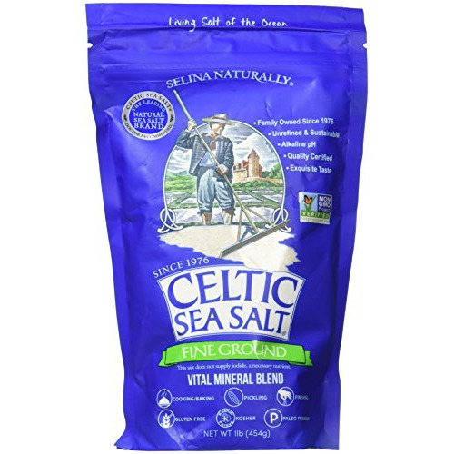 Fine Ground Celtic Sea Salt     (1) 16 Ounce Resealable Bag Of Nutritious, Classic Sea Salt, Great For Cooking, Baking, Pickling, Finishing And More, Pantry-Friendly, Gluten-Free