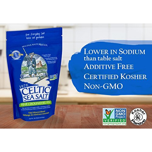 Fine Ground Celtic Sea Salt     (1) 16 Ounce Resealable Bag Of Nutritious, Classic Sea Salt, Great For Cooking, Baking, Pickling, Finishing And More, Pantry-Friendly, Gluten-Free