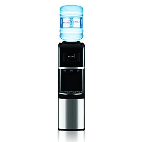 Primo Top-Loading Water Dispenser - 3 Temp (Hot-Cool-Cold) Water Cooler Water Dispenser For 5 Gallon Bottle Wchild-Resistant Safety Feature, Black And Stainless Steel, 3 Spout
