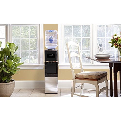 Primo Top-Loading Water Dispenser - 3 Temp (Hot-Cool-Cold) Water Cooler Water Dispenser For 5 Gallon Bottle Wchild-Resistant Safety Feature, Black And Stainless Steel, 3 Spout