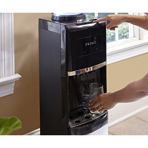 Primo Top-Loading Water Dispenser - 3 Temp (Hot-Cool-Cold) Water Cooler Water Dispenser For 5 Gallon Bottle Wchild-Resistant Safety Feature, Black And Stainless Steel, 3 Spout