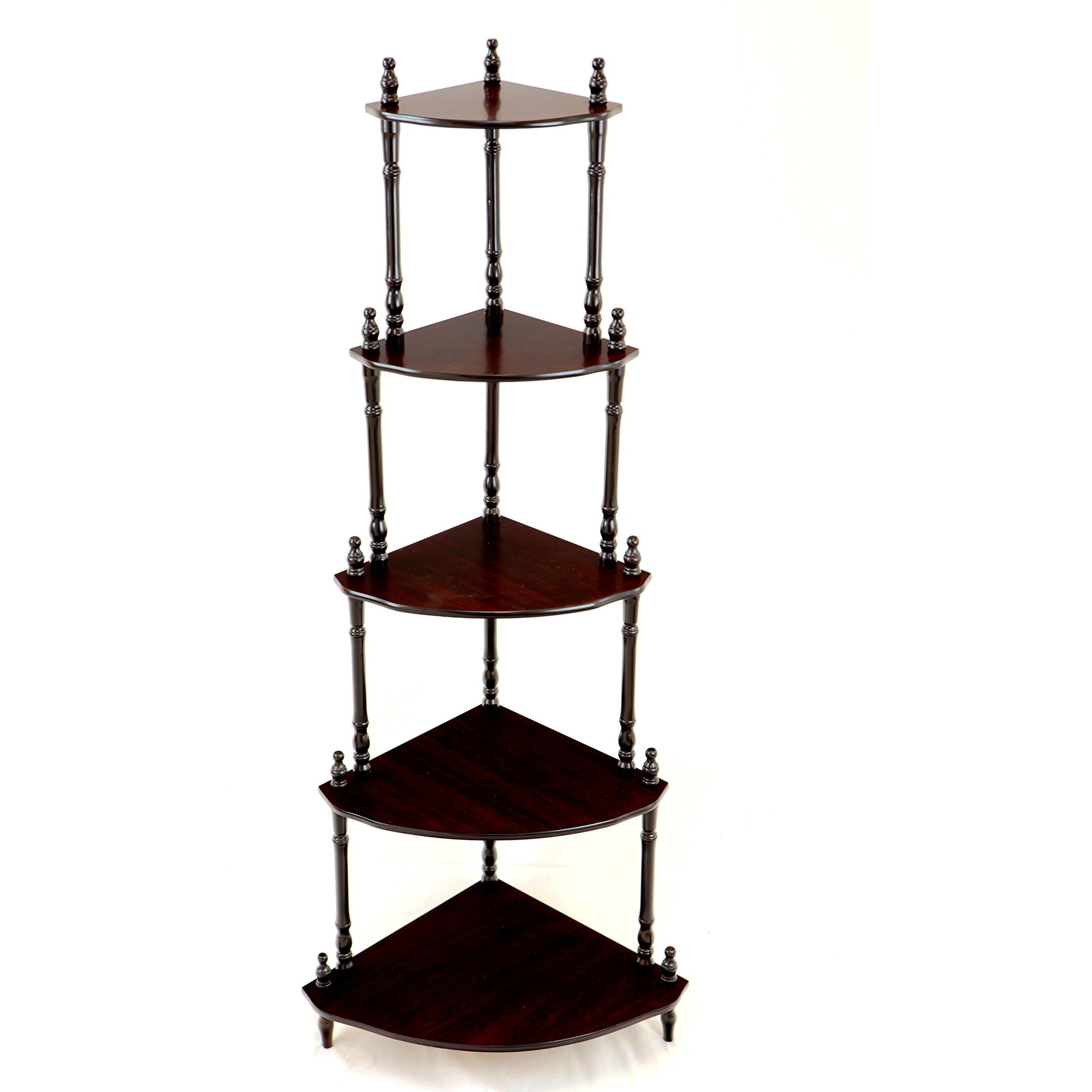 Frenchi Home Furnishing 5-Tier Corner Stand, Mahogany