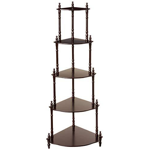 Frenchi Home Furnishing 5-Tier Corner Stand, Mahogany