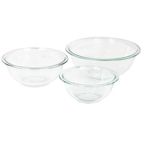 Pyrex Glass Mixing Bowl Set (3-Piece Set, Nesting, Microwave And Dishwasher Safe)