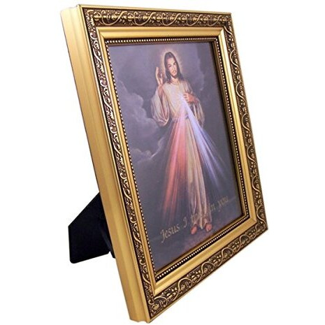 The Divine Mercy Jesus Christ Print In 13 Inch Gold Finish Frame By Gerffert For Bedroom