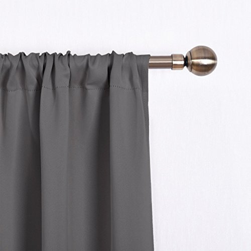 Nicetown Thermal Insulated Blackout Short Curtain - Bathroom Curtain Gray Tie Up Shade For Small Window, Window Valance Balloon Roman Blind (Rod Pocket Panel, 46 Inches W X 63 Inches L)