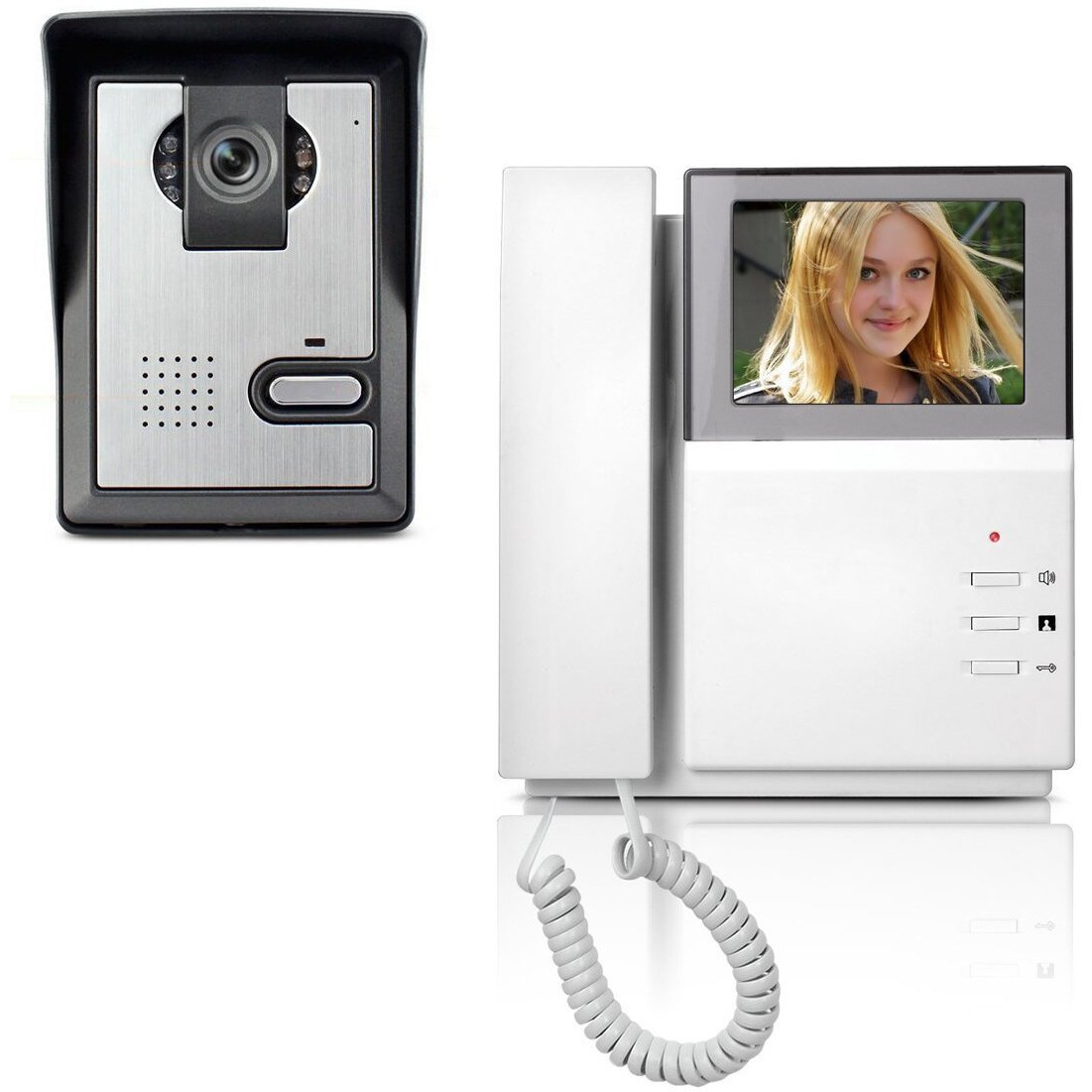 Amocam Video Door Phone System, 4.3 Inches Clear Lcd Monitor Wired Video Intercom Doorbell Kits, Ir Night Vision Camera Door Intercom, Doorphone Telephone Style For Home Improvement