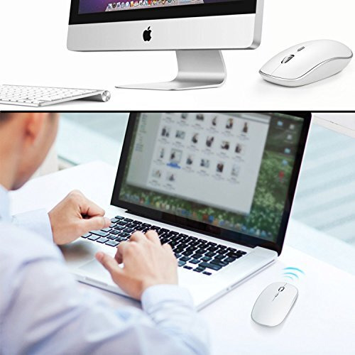 Wireless Mouse For Laptop, J Joyaccess Silent Stream Line Optical Cordless Mouse With Usb Nano Receiver And High Precision 2400 Dpi-Silver+White