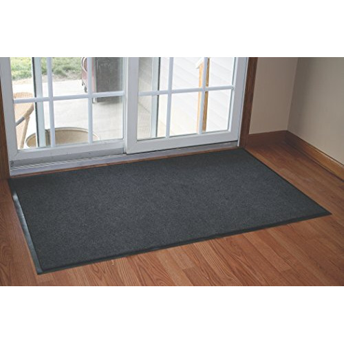 Durable Wipe-N-Walk Vinyl Backed Indoor Carpet Entrance Mat, 4 X 8, Charcoal
