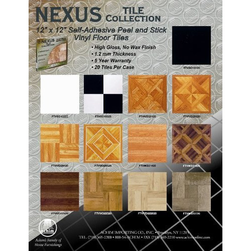 Nexus Self Adhesive 12-Inch Vinyl Floor Tiles, 20 Tiles - 12 X 12, White Slate Pattern - Peel & Stick, Diy Flooring For Kitchen, Dining Room, Bedrooms & Bathrooms By Achim Home Decor
