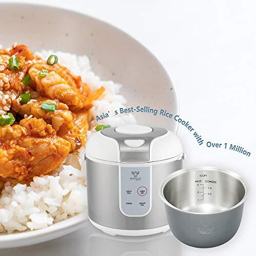 Buffalo Classic Rice Cooker With Clad Stainless Steel Inner Pot (10 Cups) - Electric Rice Cooker For White/Brown Rice, Grain - Easy-To-Clean, Non-Toxic & Non-Stick, Auto Warmer