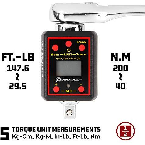 Powerbuilt 940962 1/2"" Drive Digital Torque Adapter, 29 To 147 Ft-Lbs , Black