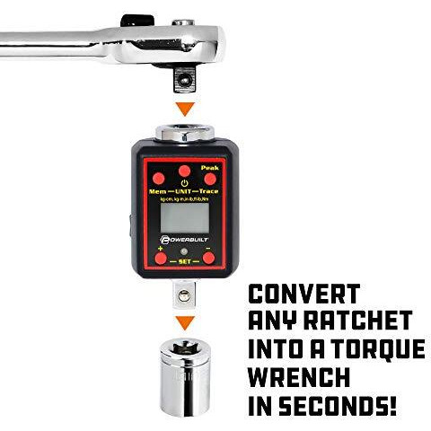 Powerbuilt 940962 1/2"" Drive Digital Torque Adapter, 29 To 147 Ft-Lbs , Black
