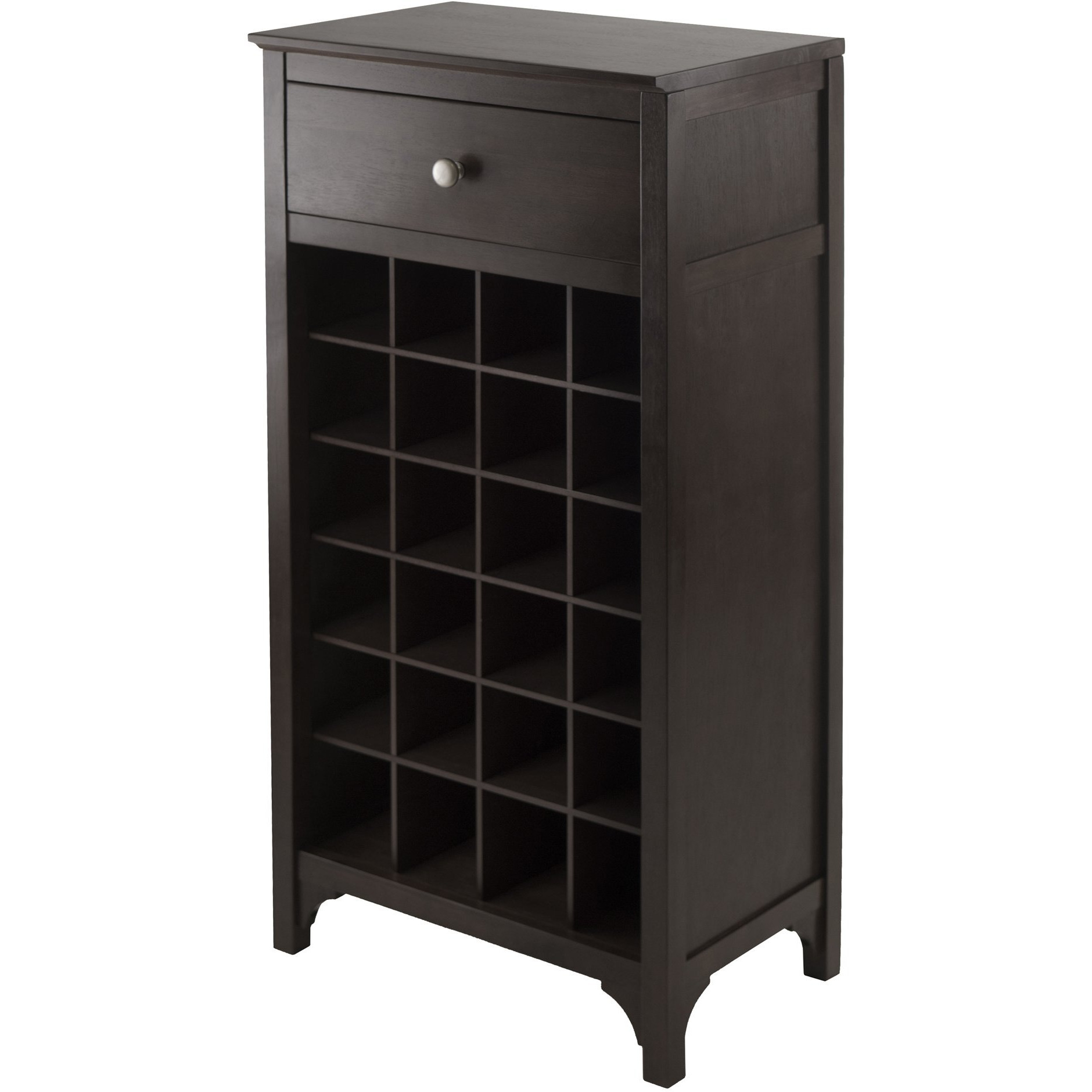 Winsome Ancona Modular 24 Bottle Wine Cabinet With Drawer 1909W X 126D X 3752H-Inches, Dark Espresso