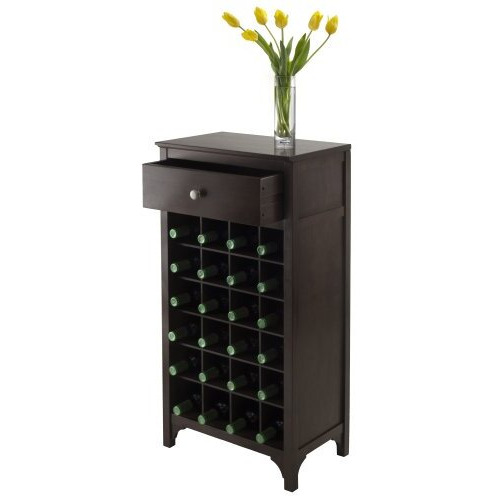 Winsome Ancona Modular 24 Bottle Wine Cabinet With Drawer 1909W X 126D X 3752H-Inches, Dark Espresso