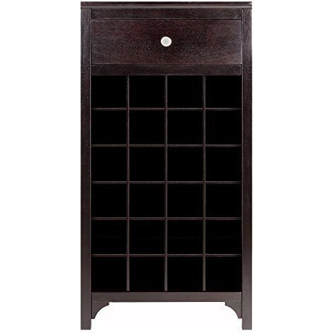 Winsome Ancona Modular 24 Bottle Wine Cabinet With Drawer 1909W X 126D X 3752H-Inches, Dark Espresso