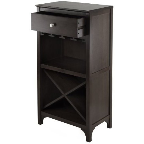 Winsome Trading 92745 Ancona Modular Wine Cabinet With One Drawer  Glass Rack  X Shelf