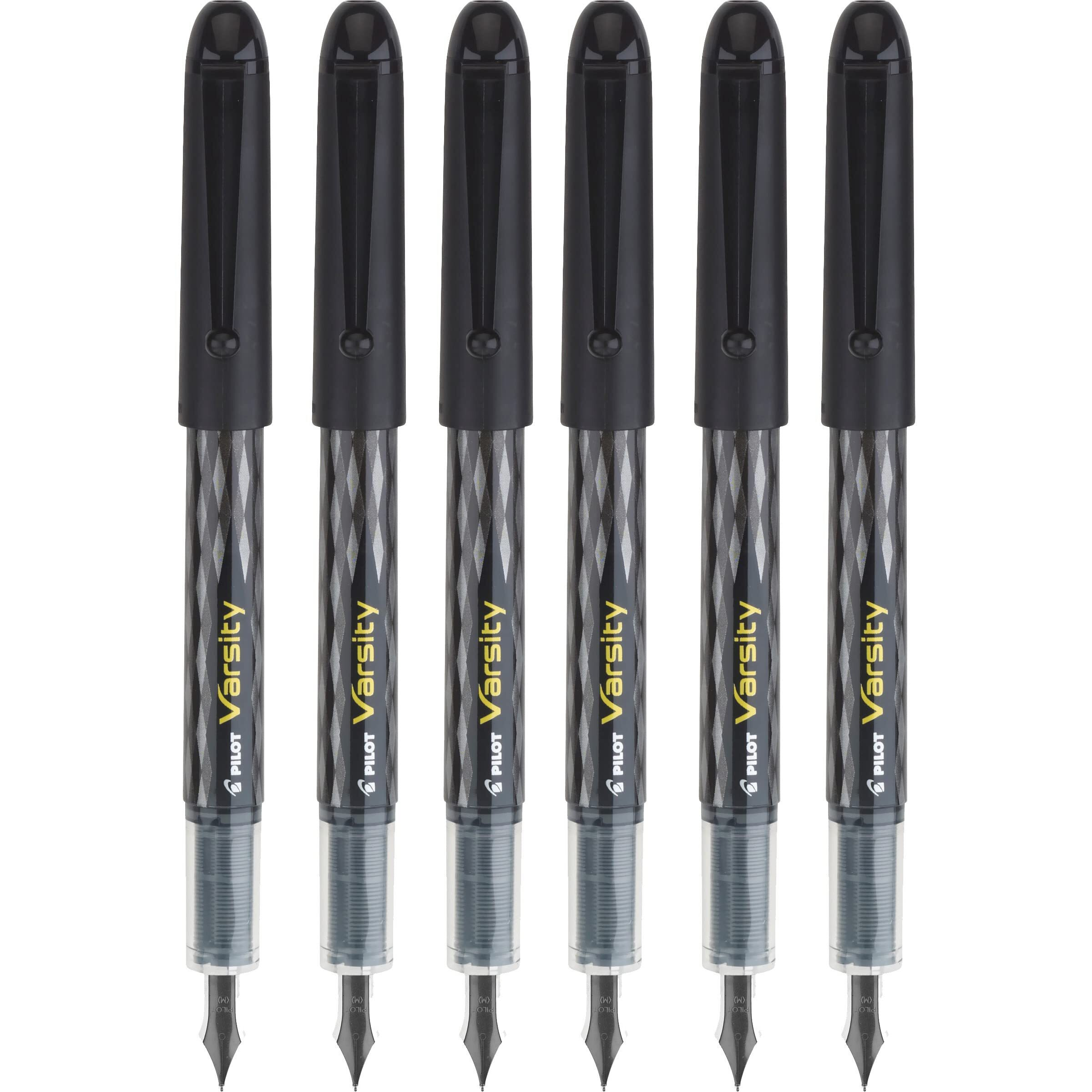 Pilot Varsity Disposable Fountain Pens, Black Ink (90010), Pack Of 6