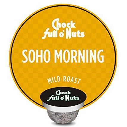 Chock Full O   Nuts Soho Morning Mild Roast, K-Cup Compatible Pods (12 Count) - Arabica Coffee In Eco-Friendly Keurig-Compatible Single Serve Cups