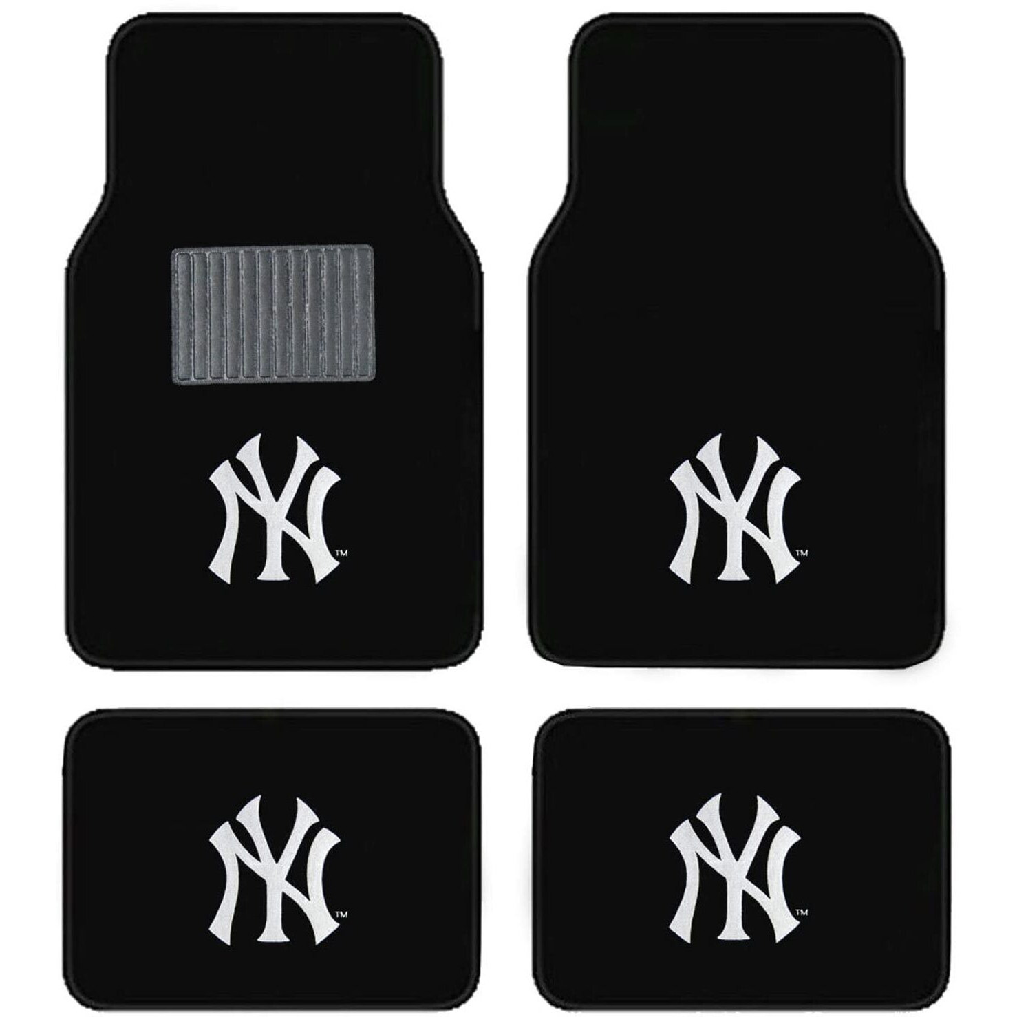 A Set Of 4 Universal Fit Front And Rear Logo Plush Carpet Floor Mats Mlb Yankees
