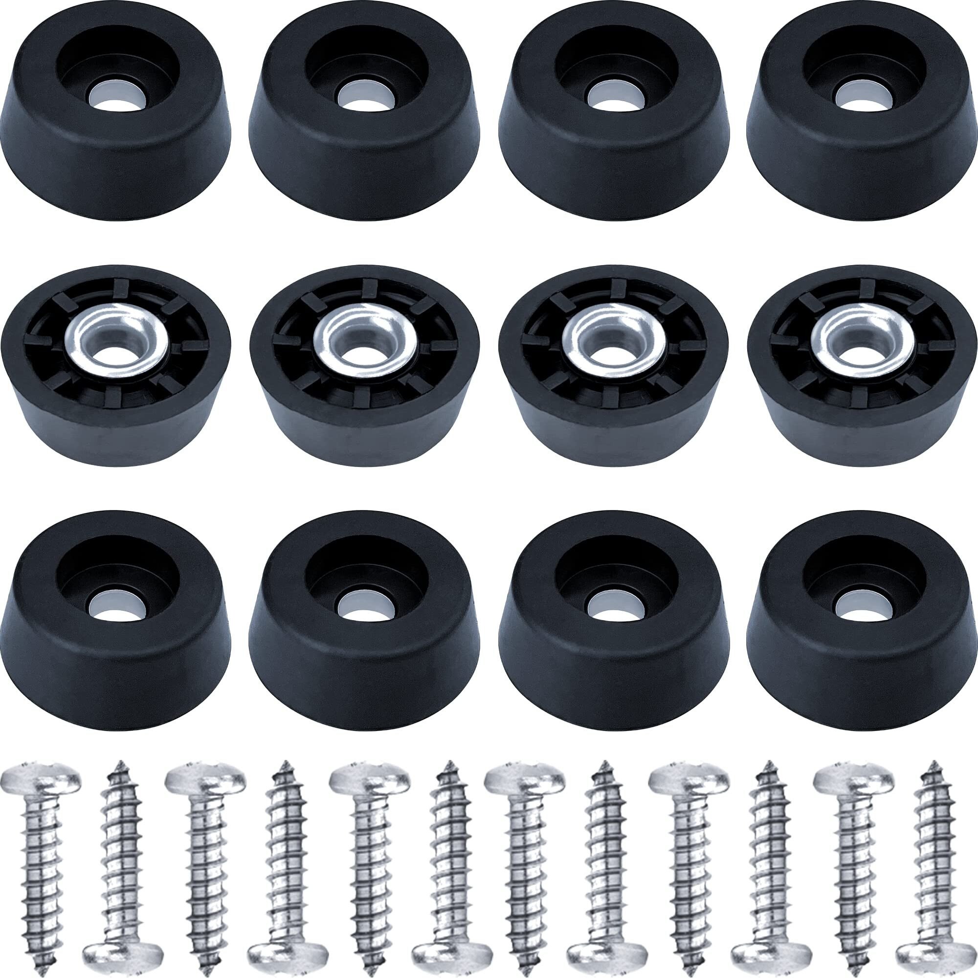 Soft Rubber Feet For Cutting Board With Stainless Screws, Cutting Board Feet Non Slip Rubber Feet For Electronics, Small Rubber Bumpers For Furniture, Made In Usa, 0.67 "" W X 0.25 "" H (12 Pack)