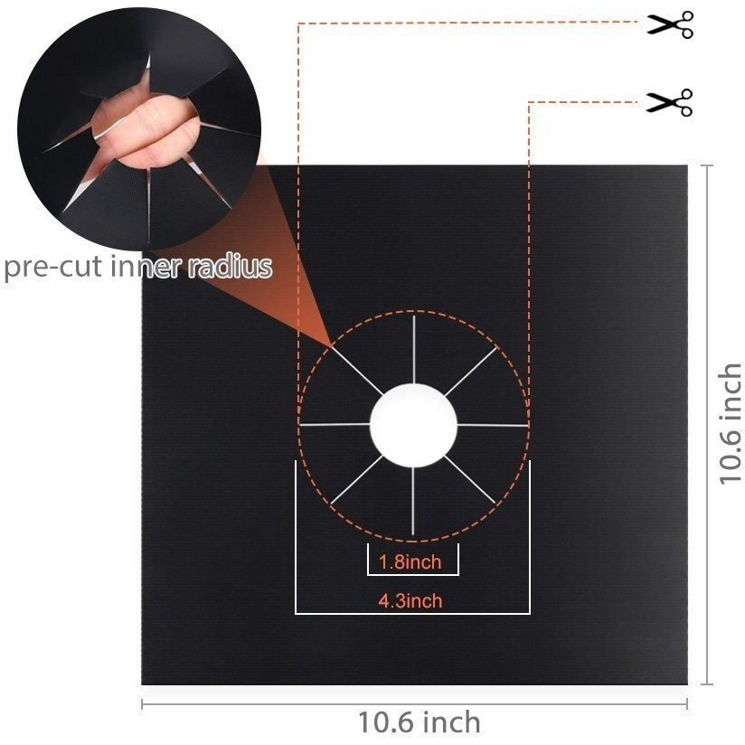 Stove Burner Covers - Gas Stove Protectors Black 0.2Mm Double Thickness, Reusable, Non-Stick, Fast Clean Liners For Kitchen/Cooking. Stove Top Covers Gas Burners Size 10.6 "" X 10.6 "" Bpa Free(8 Packs)