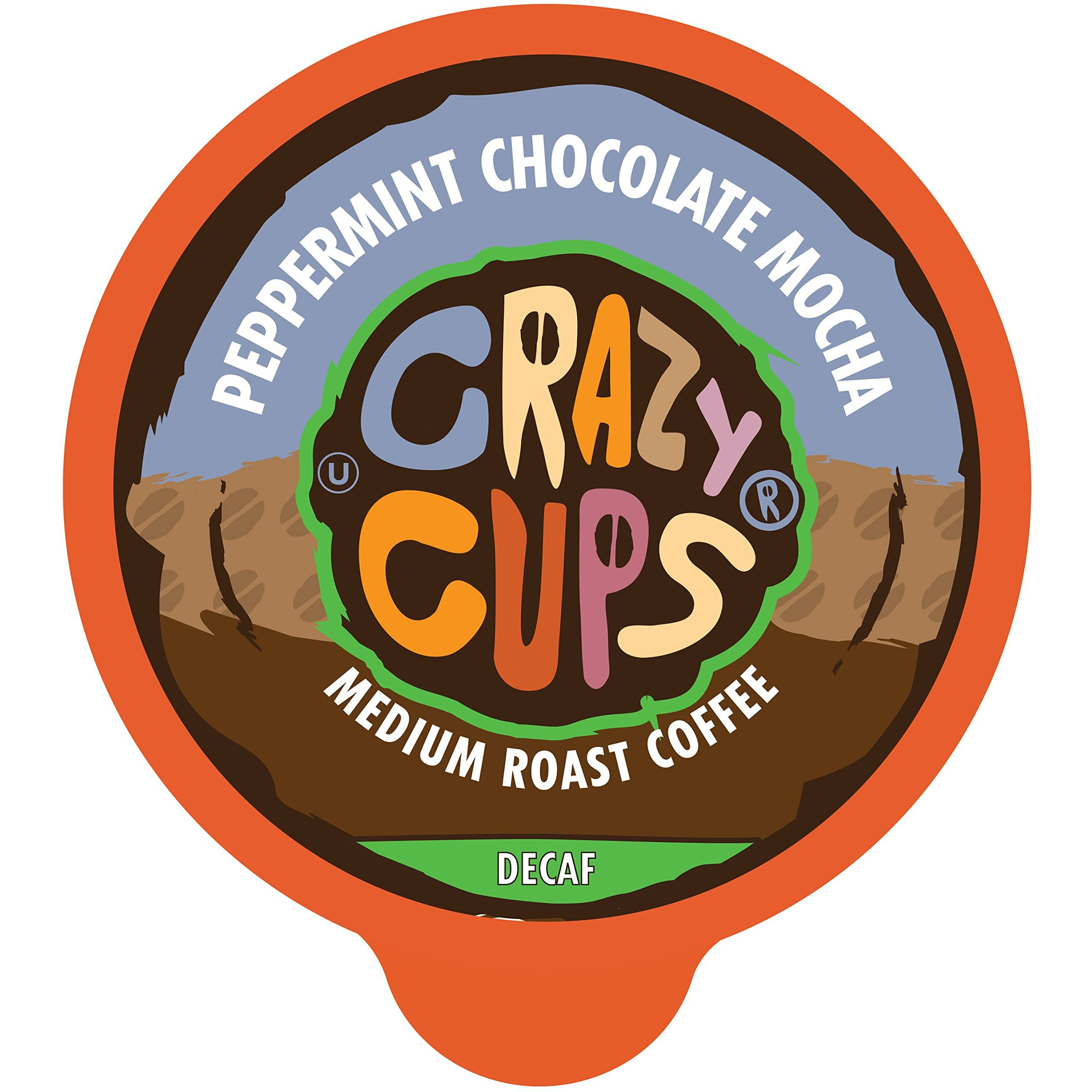 Crazy Cups Decaf Flavored Coffee Pods, Peppermint Chocolate Mocha, Decaffeinated Coffee For Keurig K Cups Machines, Hot Or Iced Coffee, Decaf Coffee In Recyclable Pods, 22 Count