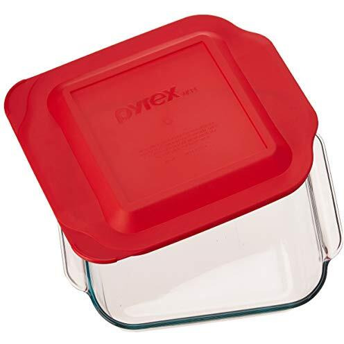 Pyrex Get Dinner Away Large Handle 8"" X 8"" Square Dish. Making It Easy To Monitor Casserole Cooking And Brownie Baking From A, 4, Red 8""
