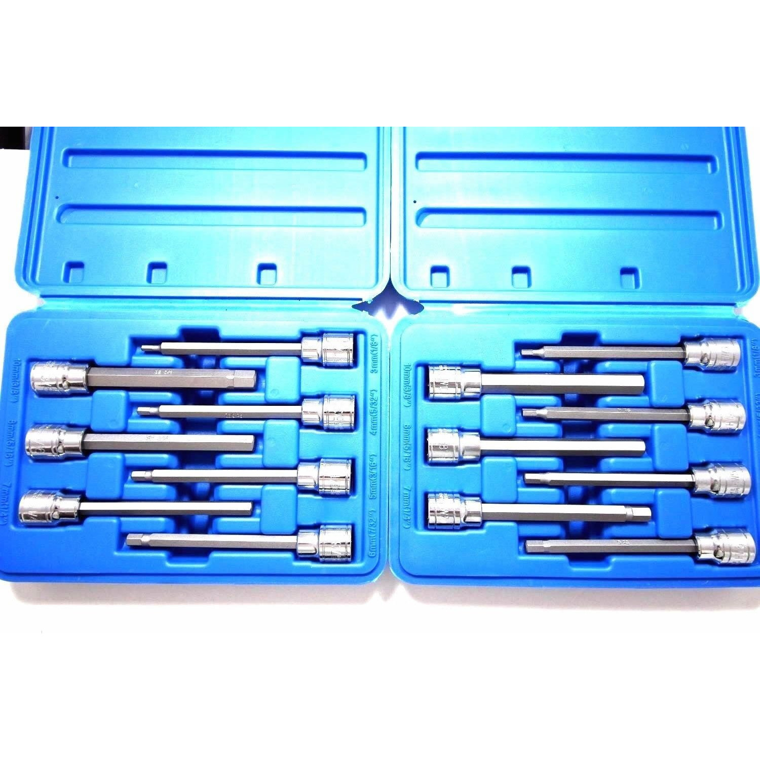 14 Pc Extra Long Hex Bit Sockets Allen Wrench Mm+Sae