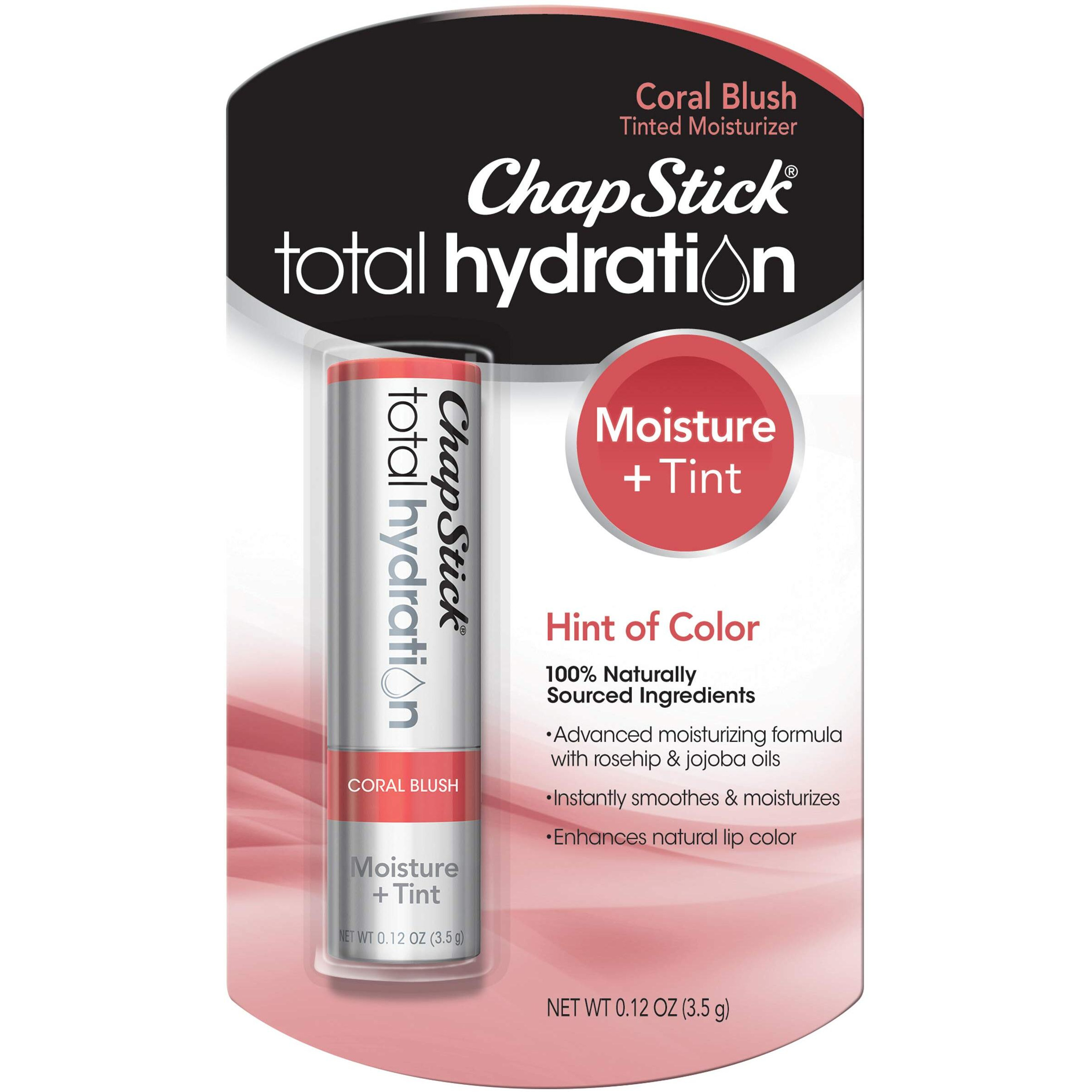 Chapstick Total Hydration Moisture + Tint Coral Blush Tinted Lip Balm Tube, Tinted Moisturizer - 012 Oz