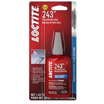 Loctite 243 Threadlocker For Automotive Medium-Strength, Oil Tolerant, High-Temperature, Anaerobic, General Purpose | Blue, 36 Ml Red Bottle (Pn 1330906)