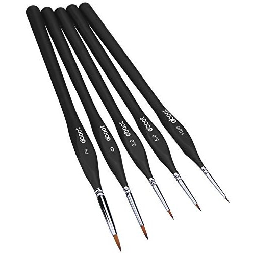 Detail Paint Brushes Set Artist Paint Brushes Painting Supplies For Art Watercolor Acrylics Oil, 5 Pieces (Black)