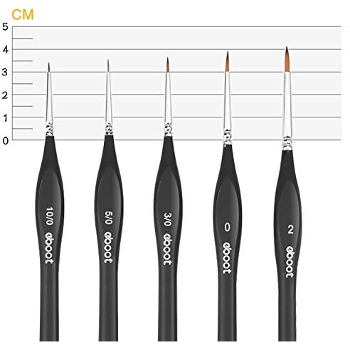 Detail Paint Brushes Set Artist Paint Brushes Painting Supplies For Art Watercolor Acrylics Oil, 5 Pieces (Black)