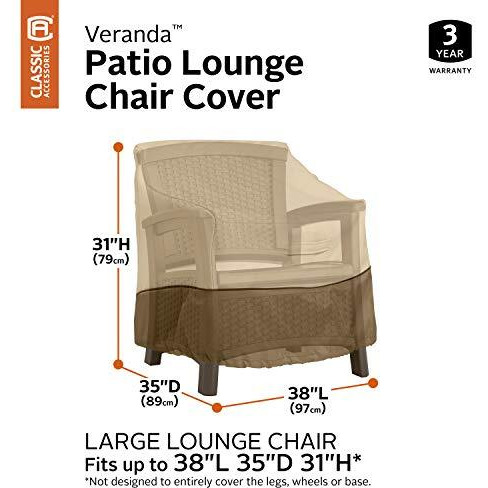 Classic Accessories Veranda Water-Resistant 38 Inch Patio Lounge Chair Cover