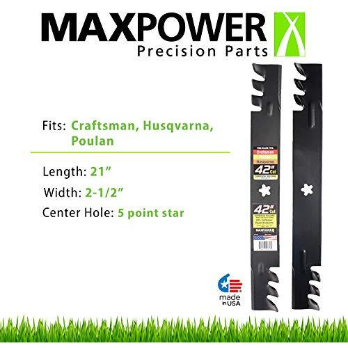 Maxpower 561713Xb Commercial Mulching 2-Blade Set For 42"" Poulan/Husqvarna/Craftsman, Replaces 138498, 138971, 138971X431, 532138971, Pp24005, Black