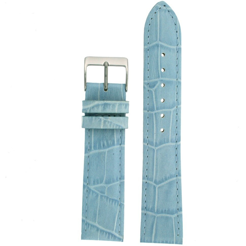 Watch Band Blue Genuine Leather Crocodile Grain 18 Millimeter Tech Swiss