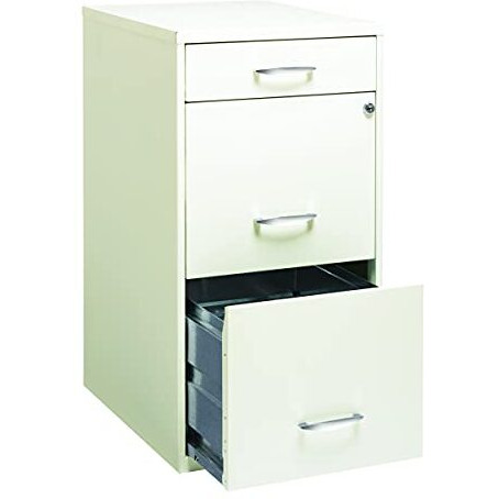 Hirsh Industries Space Solutions Metal 3 Drawer File Cabinet With Pencil Drawer Pearl White