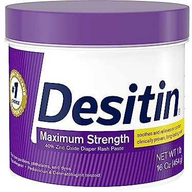 Desitin Maximum Strength Baby Diaper Rash Cream With 40% Zinc Oxide For Treatment, Relief & Prevention, Hypoallergenic, Phthalate- & Paraben-Free Paste, 16 Oz