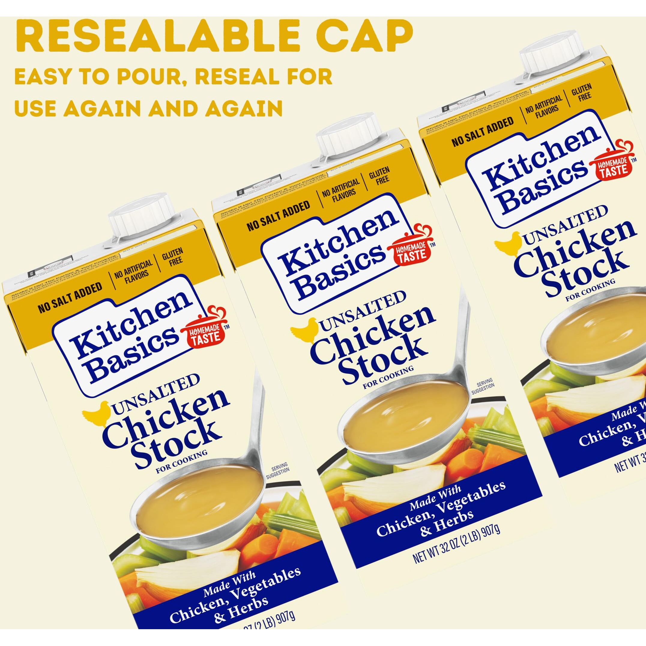 Kitchen Basics Unsalted Chicken Stock, 32 Oz (Pack Of 12) | No Artificial Flavors And Gluten Free |