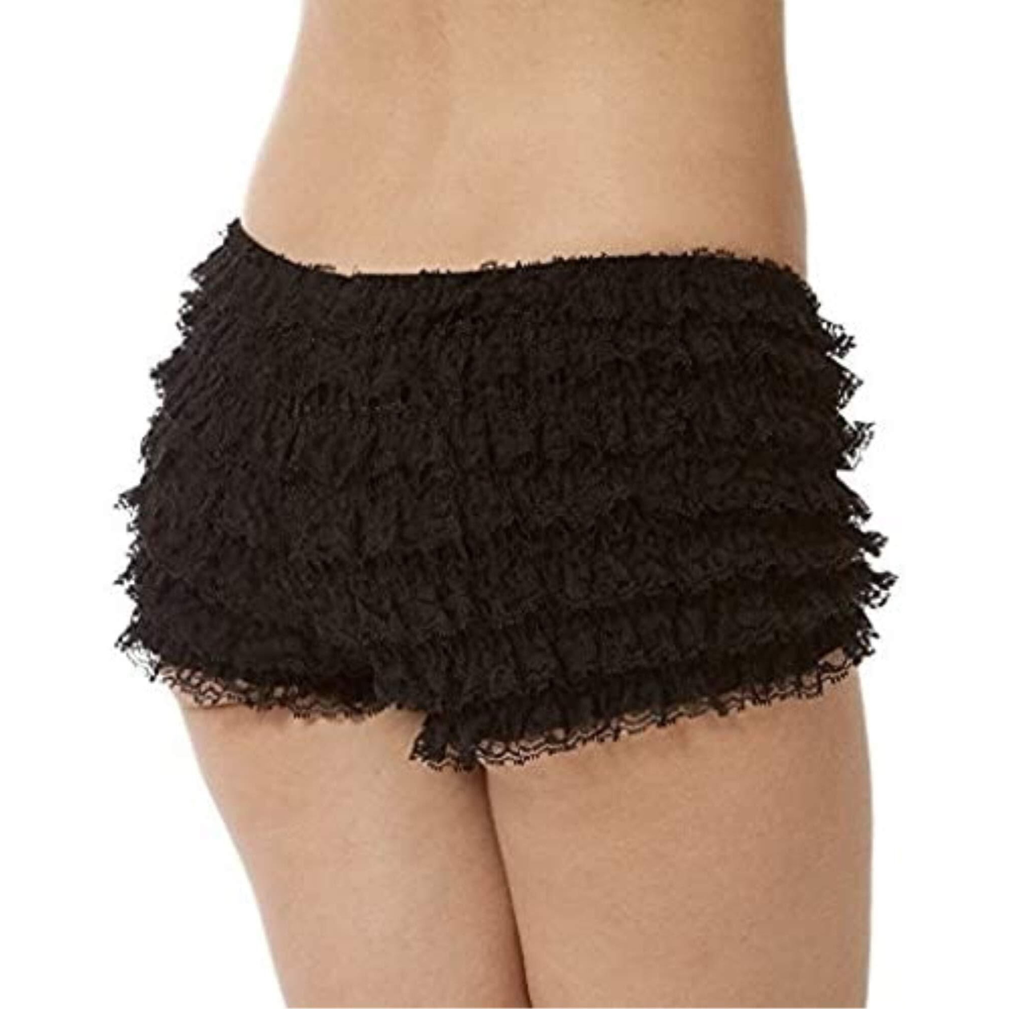 Malco Modes Ruffled Bloomers For Women | Halloween Costumes | Shorts & Ruffle Bloomers Pettipants | Comfortable & Stylish Halloween Underpants Outfits For Women Black