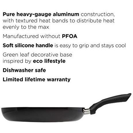 Ecolution Grande Non-Stick Fry Pan With Handle, Aluminum, 12.5"" Large, Black