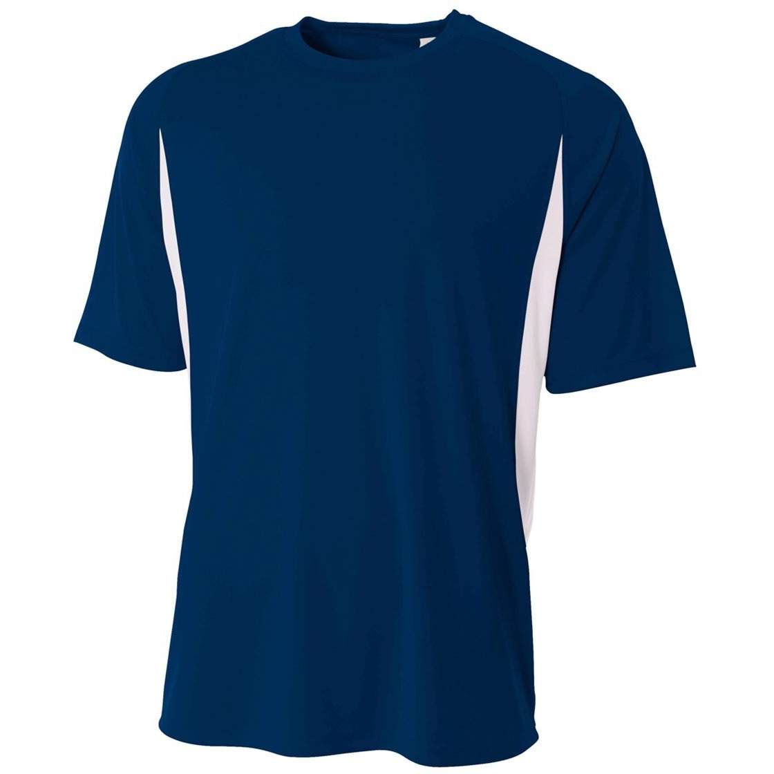 A4 Men's Cooling Performance Color Block Short Sleeve Tee, Navy/White, 4X-Large