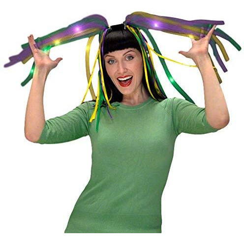 Blinkee Purple Gold And Green Mardi Gras Led Noodle Headband Flashing Dreads