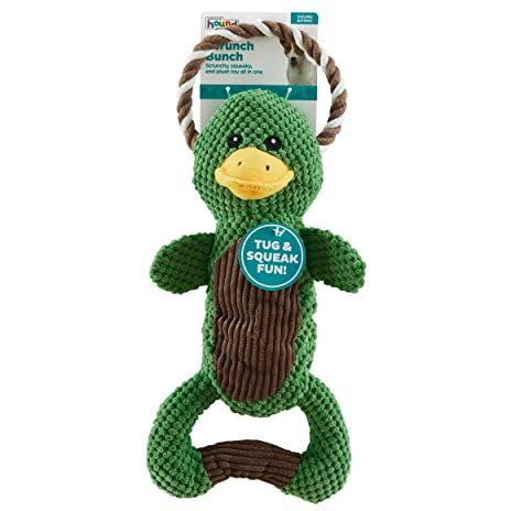 Charming Pet Scrunch Bunch Duck Interactive Plush Squeaky Dog Tug Toy