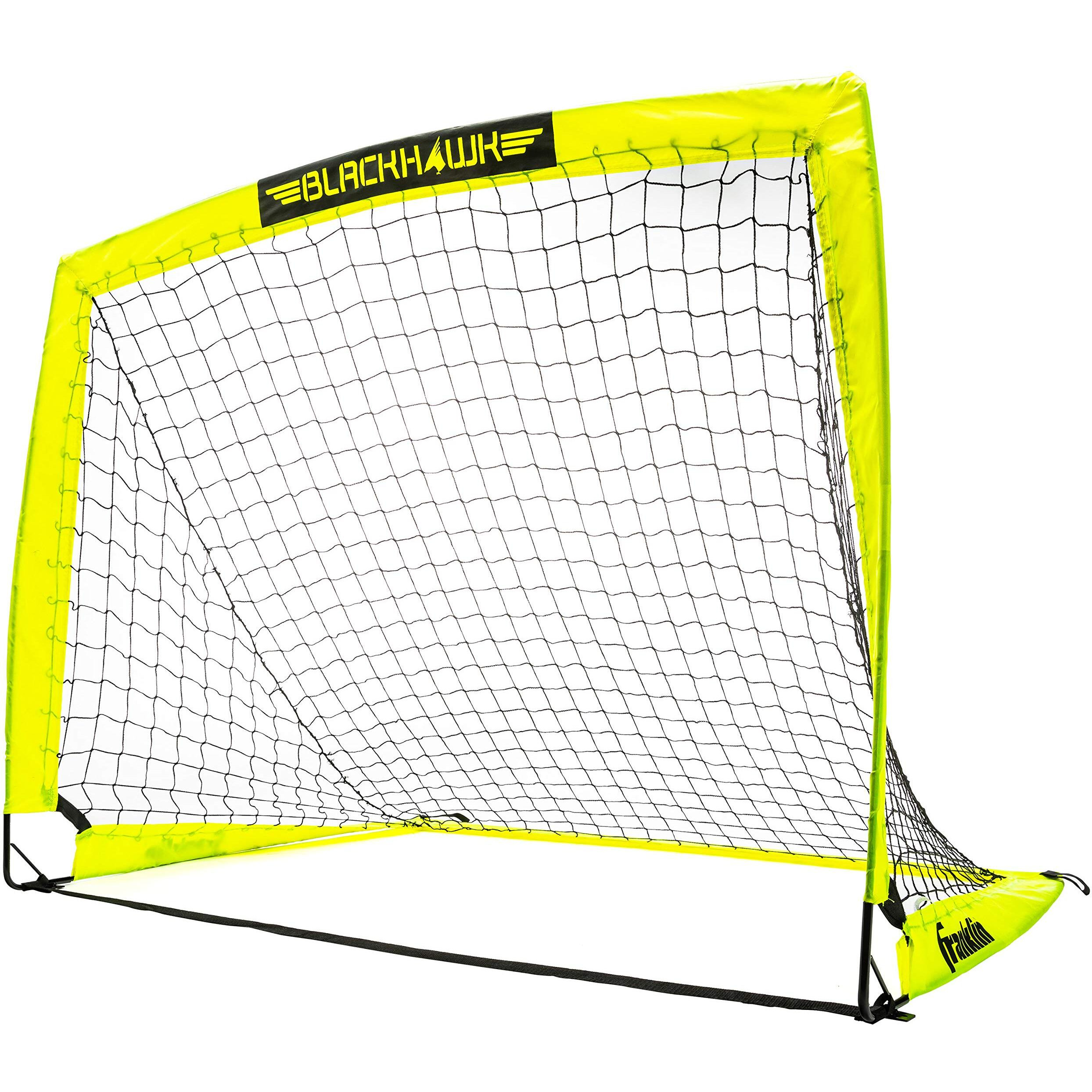 Franklin Sports Blackhawk Backyard Soccer Goal - Portable Kids Soccer Net - Pop Up Folding Indoor + Outdoor Goals - 4' X 3' - Optic Yellow