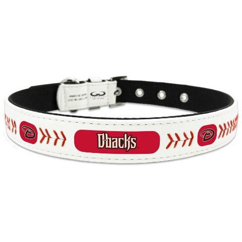 Mlb Arizona Diamondbacks Classic Leather Baseball Dog Collar (Small)