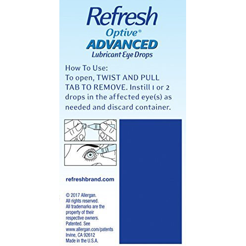 Refresh Optive Advanced Lubricant Eye Drops, Preservative-Free, Single-Use Containers, 0.01 Fl Oz - 30 Count (Pack Of 1)