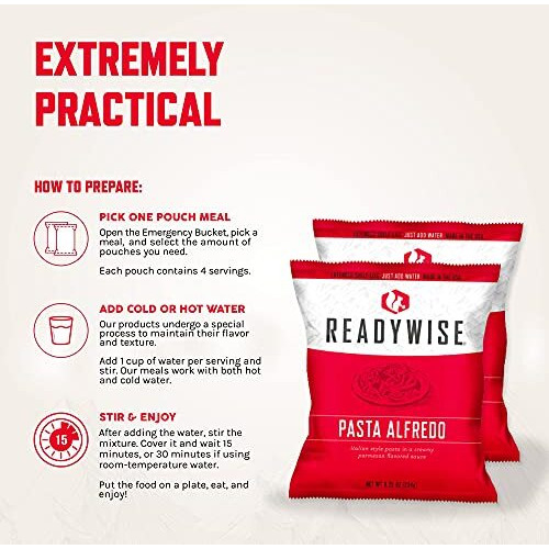 Readywise Emergency Food Supply, Freeze-Dried Survival-Food Disaster Kit For Hurricane Preparedness, Camping Food, Prepper Supplies, Emergency Supplies Variety Pack, 25-Year Shelf Life, Breakfast, Lunch, Dinner, Drinks And Snacks, 104 Servings