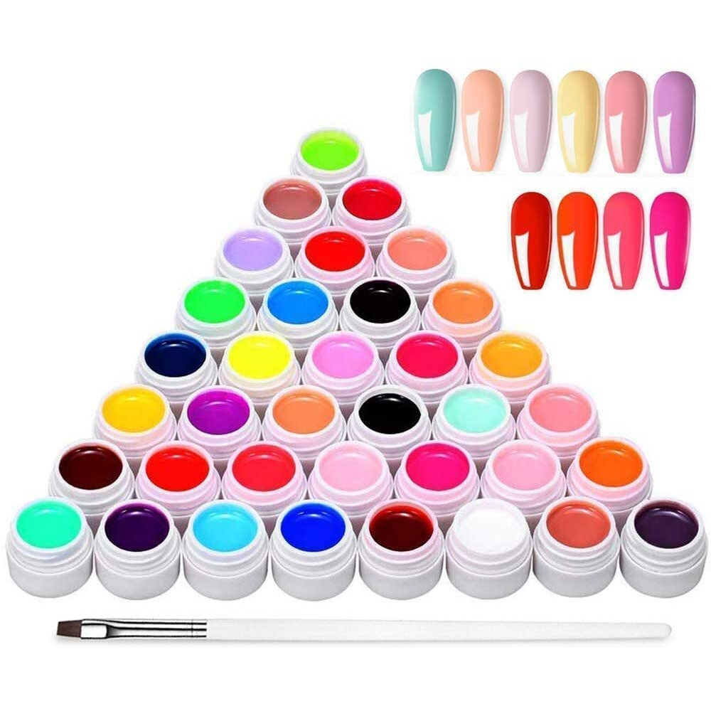 Anself 36 Colors Nail Polish, Paint Kit, Gel Paint With 1 Nail Brush For Diy Nail Art Design