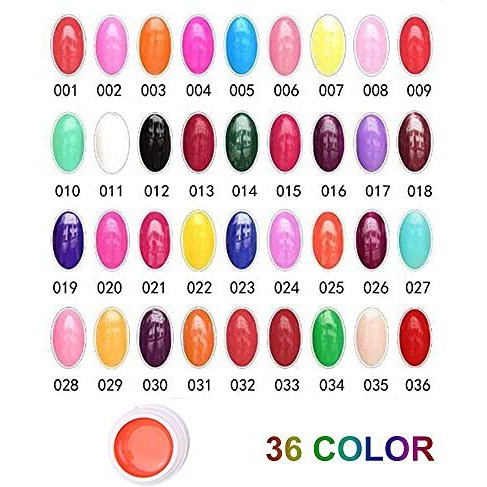 Anself 36 Colors Nail Polish, Paint Kit, Gel Paint With 1 Nail Brush For Diy Nail Art Design